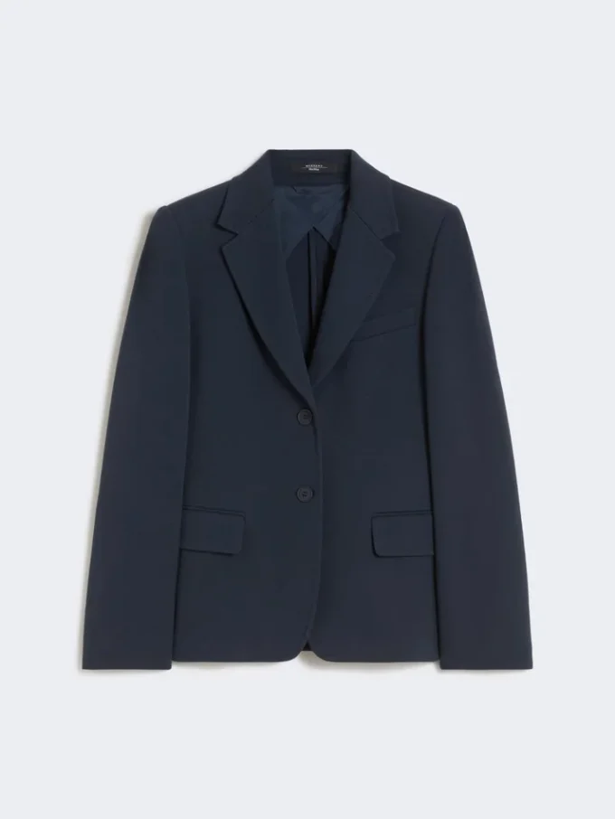 Blazer em jersey de algodão, azul-marinho Blazer em jersey de algodão, azul-marinho