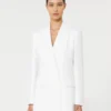 Blazer em lona de crepe de algodão, branco óptico