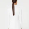 Blazer em lona de crepe de algodão, branco óptico