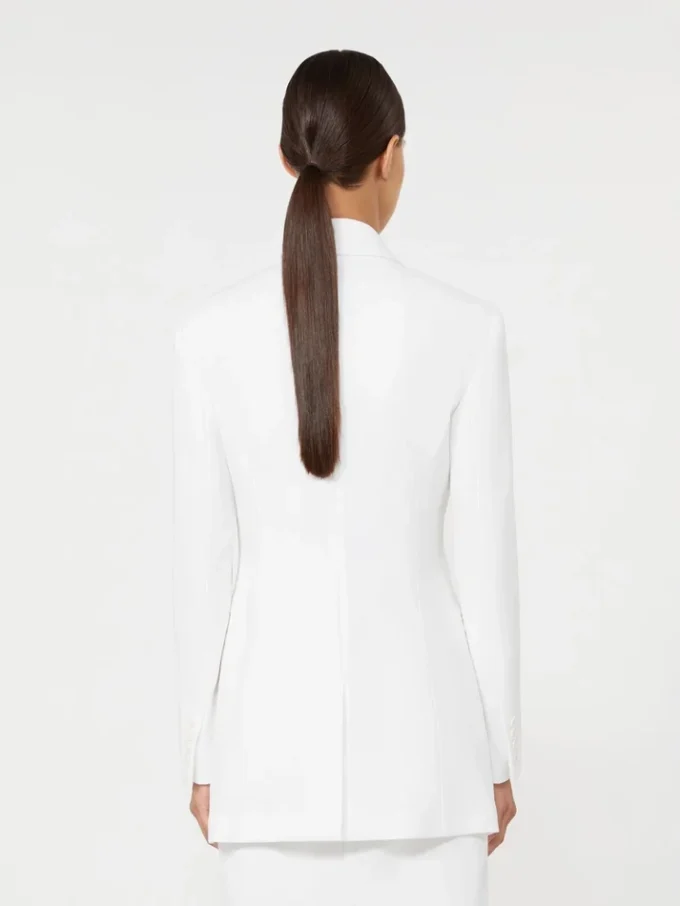 Blazer em lona de crepe de algodão, branco óptico