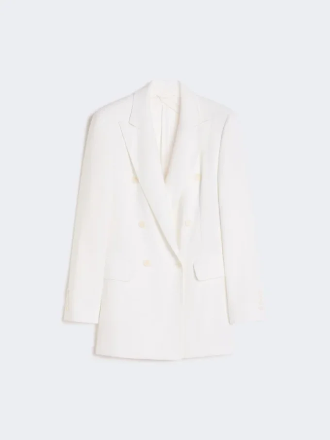 Blazer em lona de crepe de algodão, branco óptico