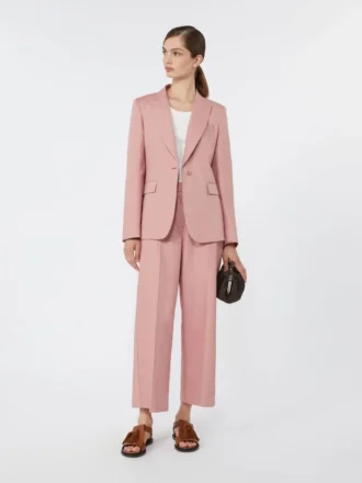 Blazer em lona de linho e algodão, rosa antigo