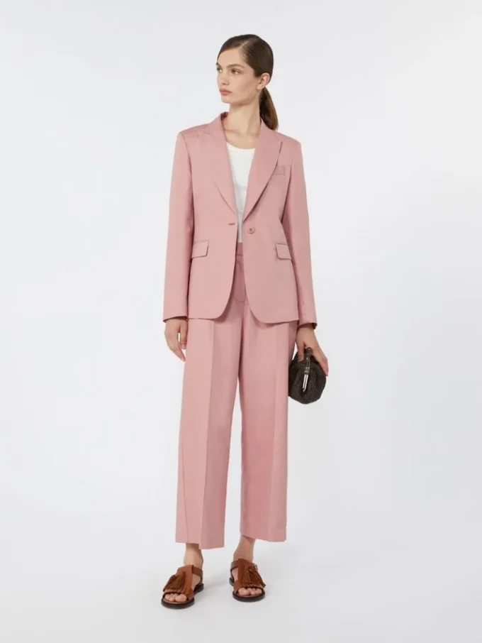 Blazer em lona de linho e algodão, rosa antigo Blazer em lona de linho e algodão, rosa antigo