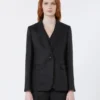 Blazer em lona de linho, preto