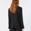 Blazer em lona de linho, preto