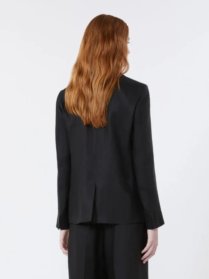 Blazer em lona de linho, preto