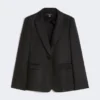 Blazer em lona de linho, preto
