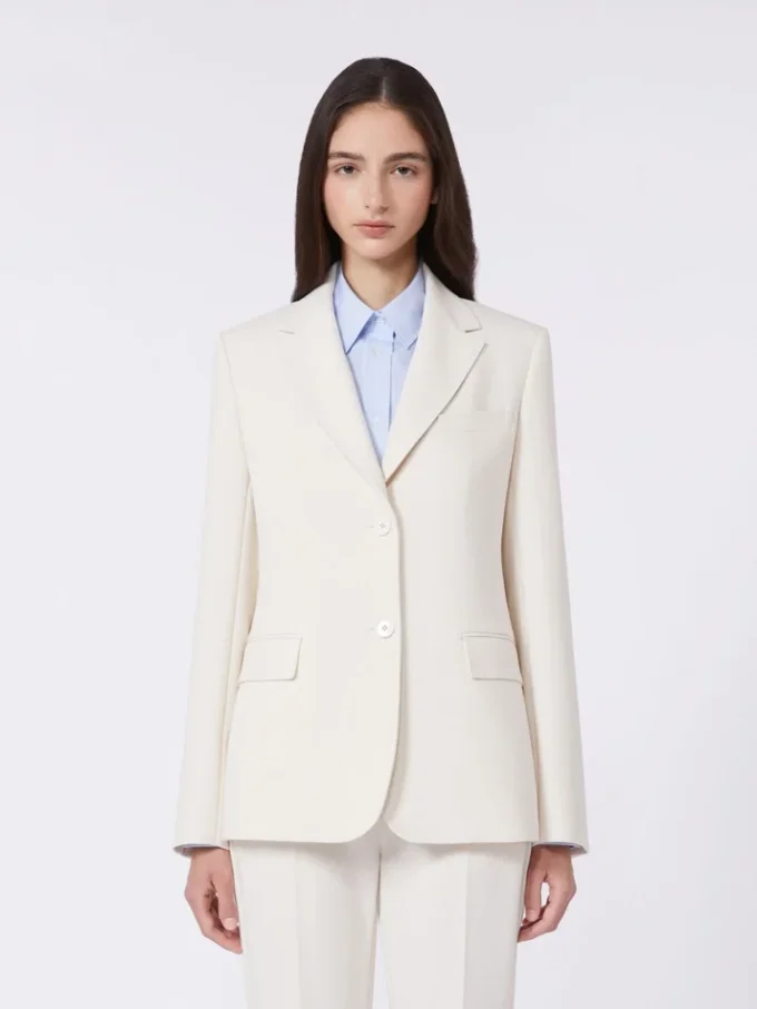Blazer em lona de mistura de viscose, marfim Blazer em lona de mistura de viscose, marfim