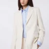 Blazer em lona de mistura de viscose, marfim Blazer em lona de mistura de viscose, marfim