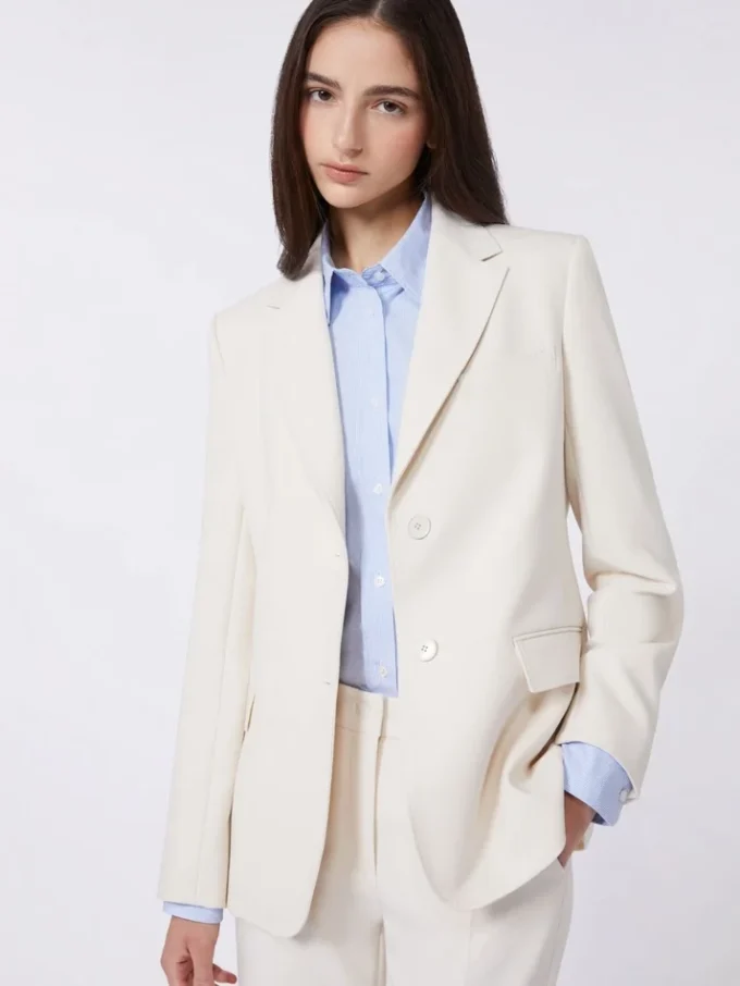Blazer em lona de mistura de viscose, marfim Blazer em lona de mistura de viscose, marfim