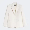Blazer em lona de mistura de viscose, marfim Blazer em lona de mistura de viscose, marfim