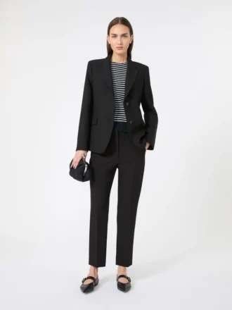 Blazer em lona de mistura de viscose, preto