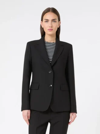 Blazer em lona de mistura de viscose, preto