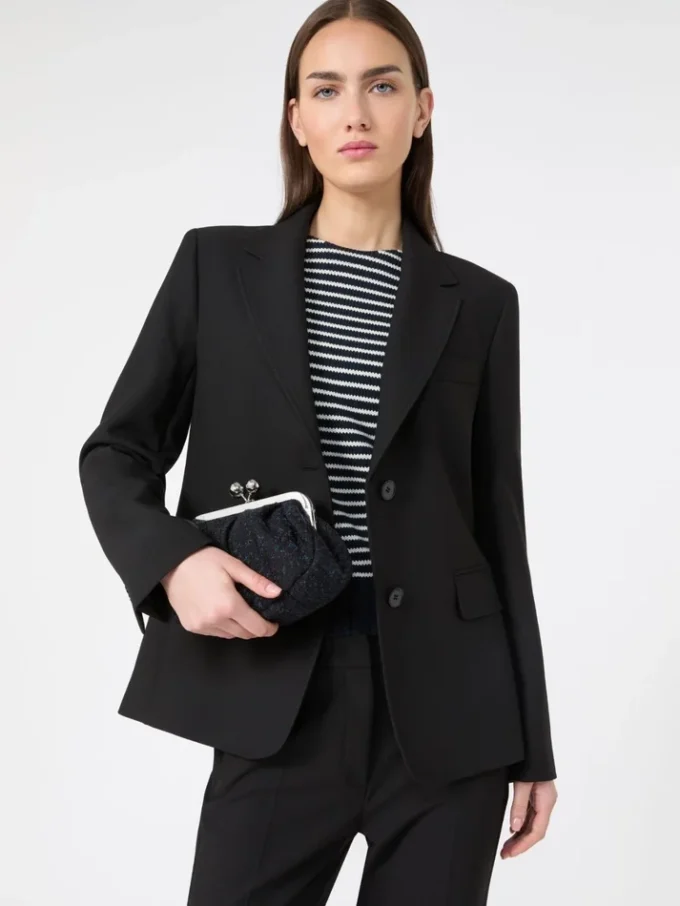 Blazer em lona de mistura de viscose, preto Blazer em lona de mistura de viscose, preto