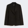 Blazer em lona de mistura de viscose, preto Blazer em lona de mistura de viscose, preto