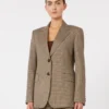 Blazer em sarja de lã estampada, cor caramelo Blazer em sarja de lã estampada, cor caramelo