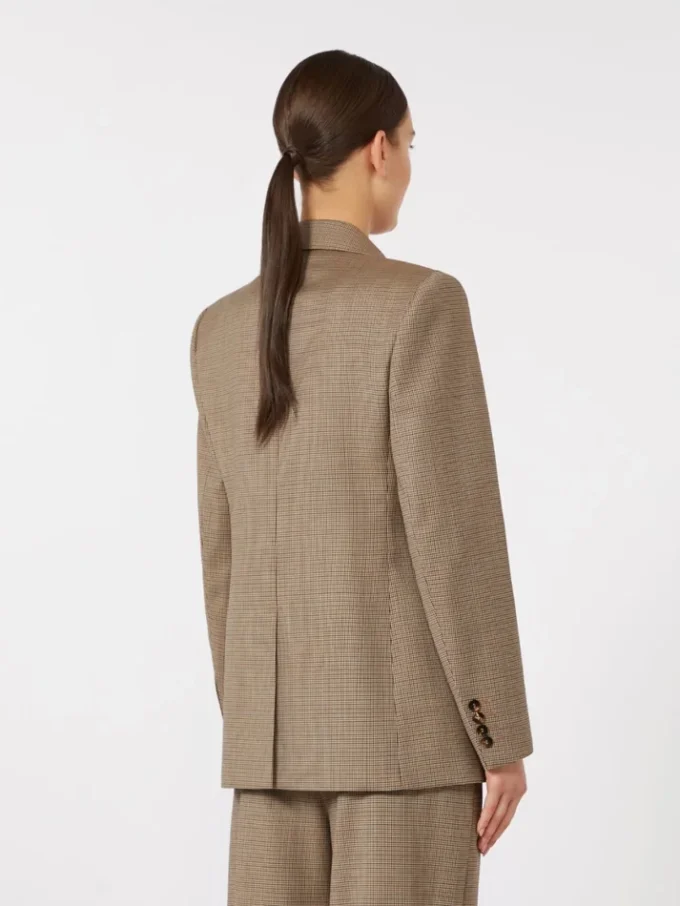 Blazer em sarja de lã estampada, cor caramelo Blazer em sarja de lã estampada, cor caramelo