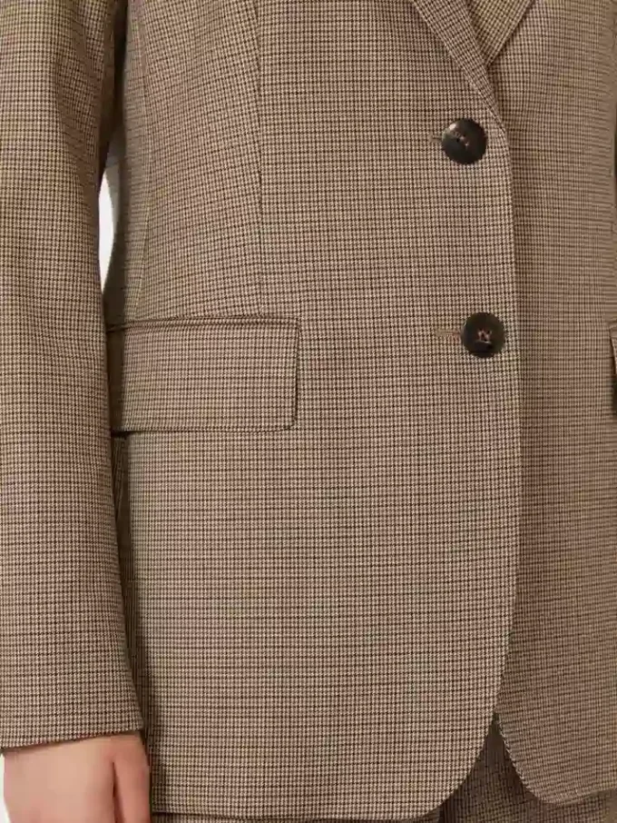 Blazer em sarja de lã estampada, cor caramelo Blazer em sarja de lã estampada, cor caramelo