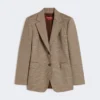 Blazer em sarja de lã estampada, cor caramelo Blazer em sarja de lã estampada, cor caramelo