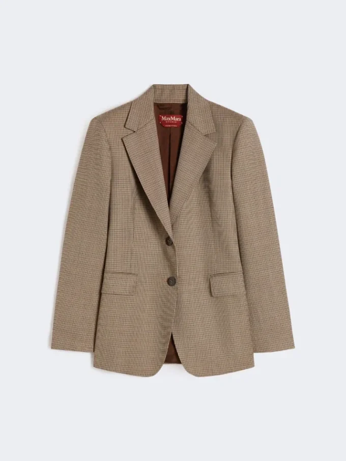 Blazer em sarja de lã estampada, cor caramelo Blazer em sarja de lã estampada, cor caramelo