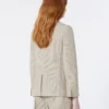 Blazer em seersucker de algodão e linho, cor areia