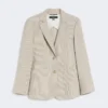 Blazer em seersucker de algodão e linho, cor areia