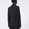 Blazer em seersucker de mistura de lã, azul ultramar