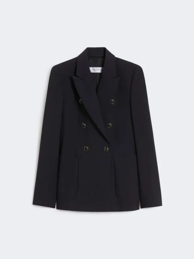 Blazer em seersucker de mistura de lã, azul ultramar