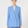 Blazer justo em crepe de lã, azul claro Blazer justo em crepe de lã, azul claro