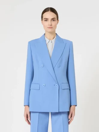 Blazer justo em crepe de lã, azul claro Blazer justo em crepe de lã, azul claro