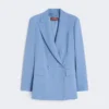 Blazer justo em crepe de lã, azul claro Blazer justo em crepe de lã, azul claro