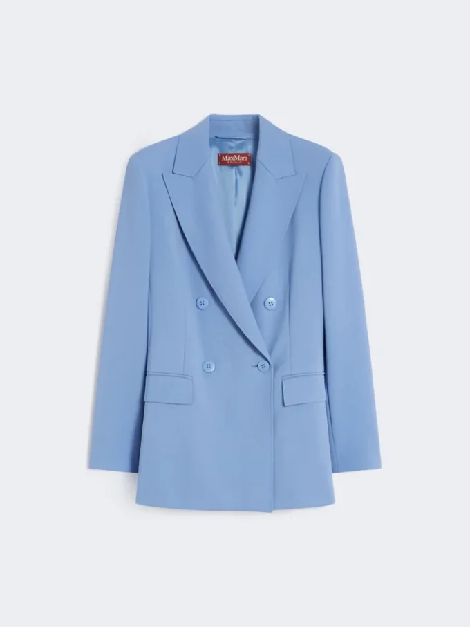 Blazer justo em crepe de lã, azul claro Blazer justo em crepe de lã, azul claro