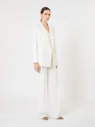 Blazer justo em crepe de lã, branco