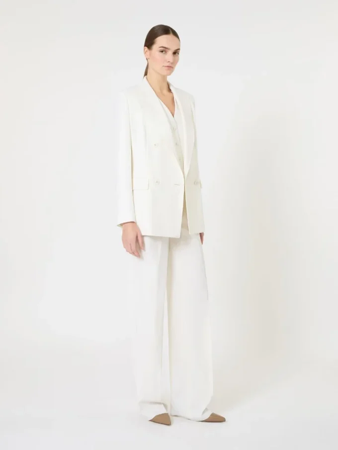 Blazer justo em crepe de lã, branco Blazer justo em crepe de lã, branco