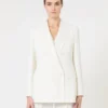 Blazer justo em crepe de lã, branco Blazer justo em crepe de lã, branco