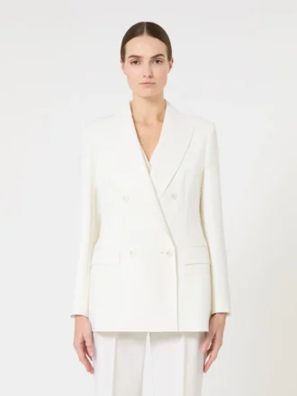 Blazer justo em crepe de lã, branco