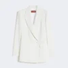 Blazer justo em crepe de lã, branco Blazer justo em crepe de lã, branco