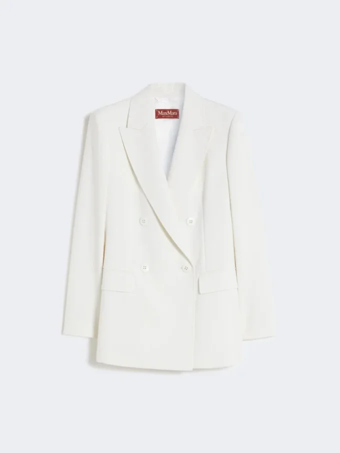 Blazer justo em crepe de lã, branco Blazer justo em crepe de lã, branco