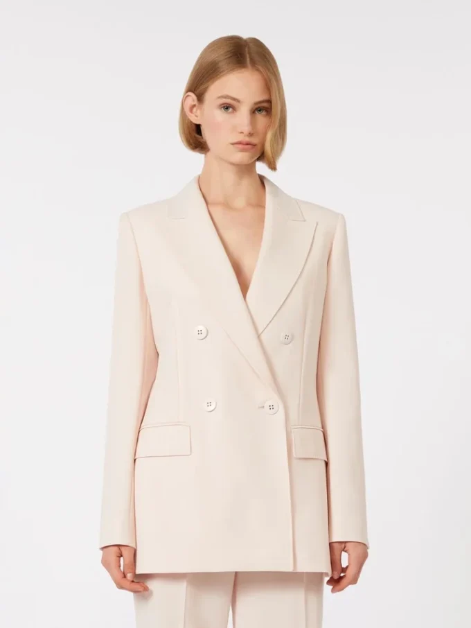 Blazer justo em crepe de lã, rosa Blazer justo em crepe de lã, rosa