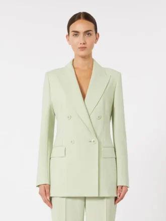 Blazer justo em crepe de lã, verde Blazer justo em crepe de lã, verde
