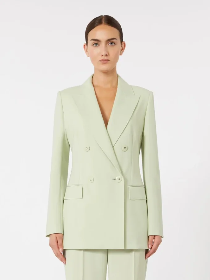 Blazer justo em crepe de lã, verde Blazer justo em crepe de lã, verde