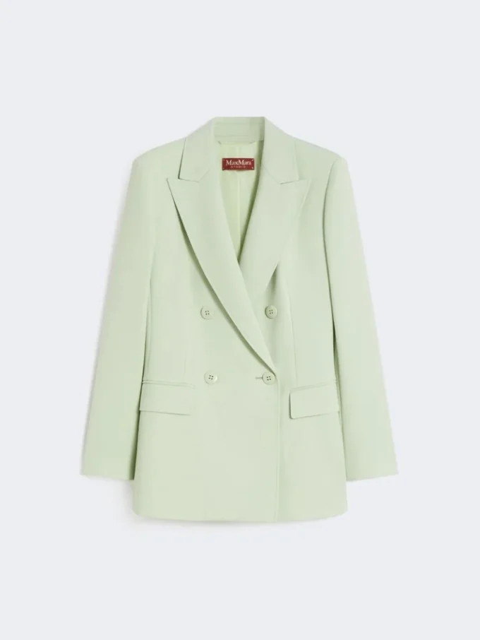 Blazer justo em crepe de lã, verde Blazer justo em crepe de lã, verde