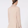 Blazer oversized em organza e lona de linho, cor camelo