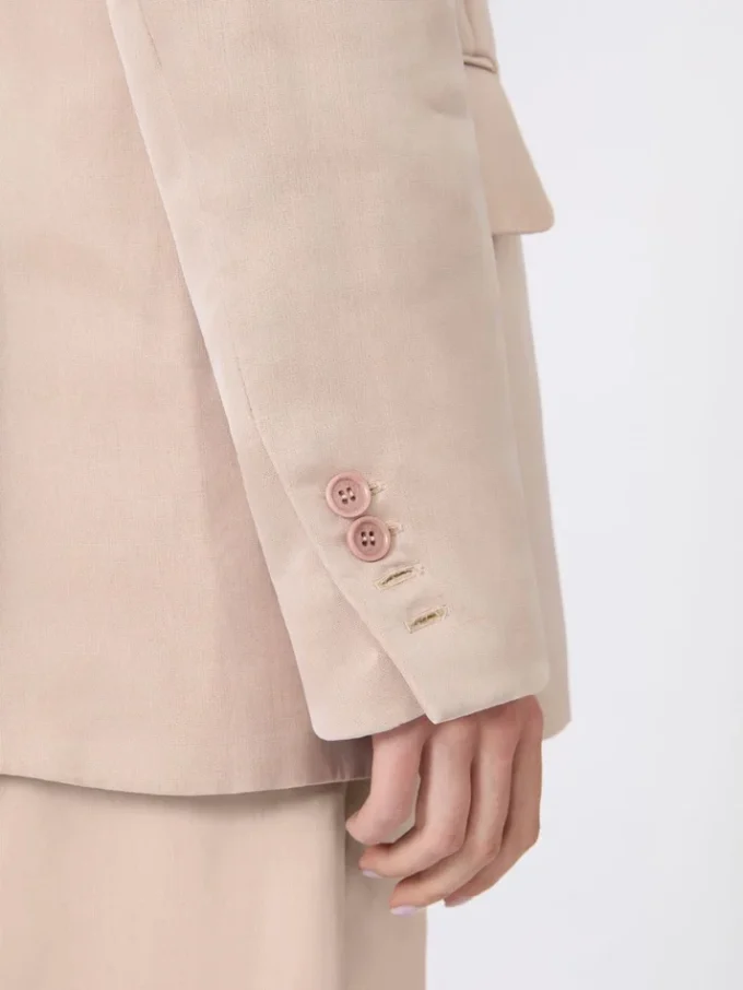 Blazer oversized em organza e lona de linho, cor camelo