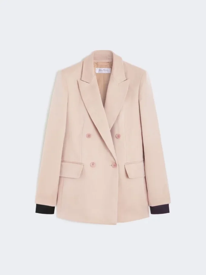 Blazer oversized em organza e lona de linho, cor camelo
