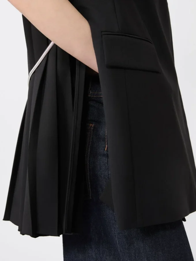 Blazer sem mangas em lã elástica, preto