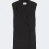 Blazer sem mangas em lã elástica, preto