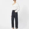 Blusa de algodão com estola, branco óptico