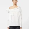 Blusa de algodão com estola, branco óptico