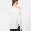 Blusa de algodão com estola, branco óptico